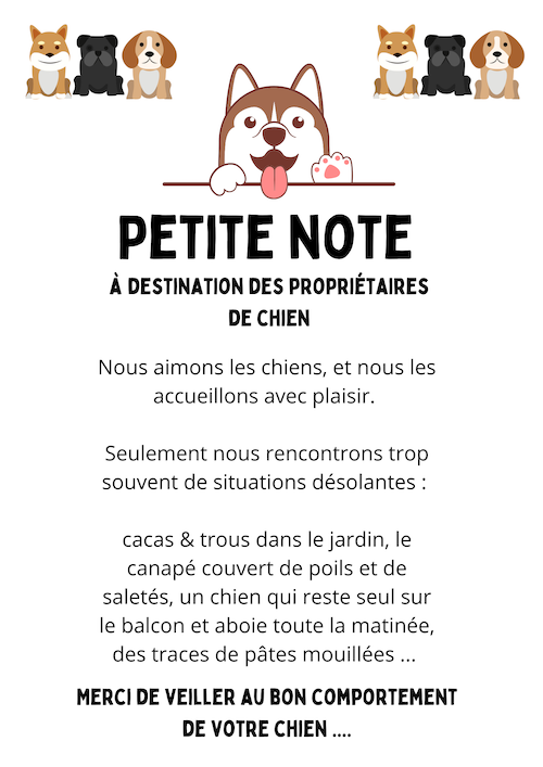 Règlement pour l'accueil des chiens